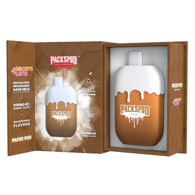 Packspod Disposable Vape 5000 Puffs by PackWoods - Biscotti Latte