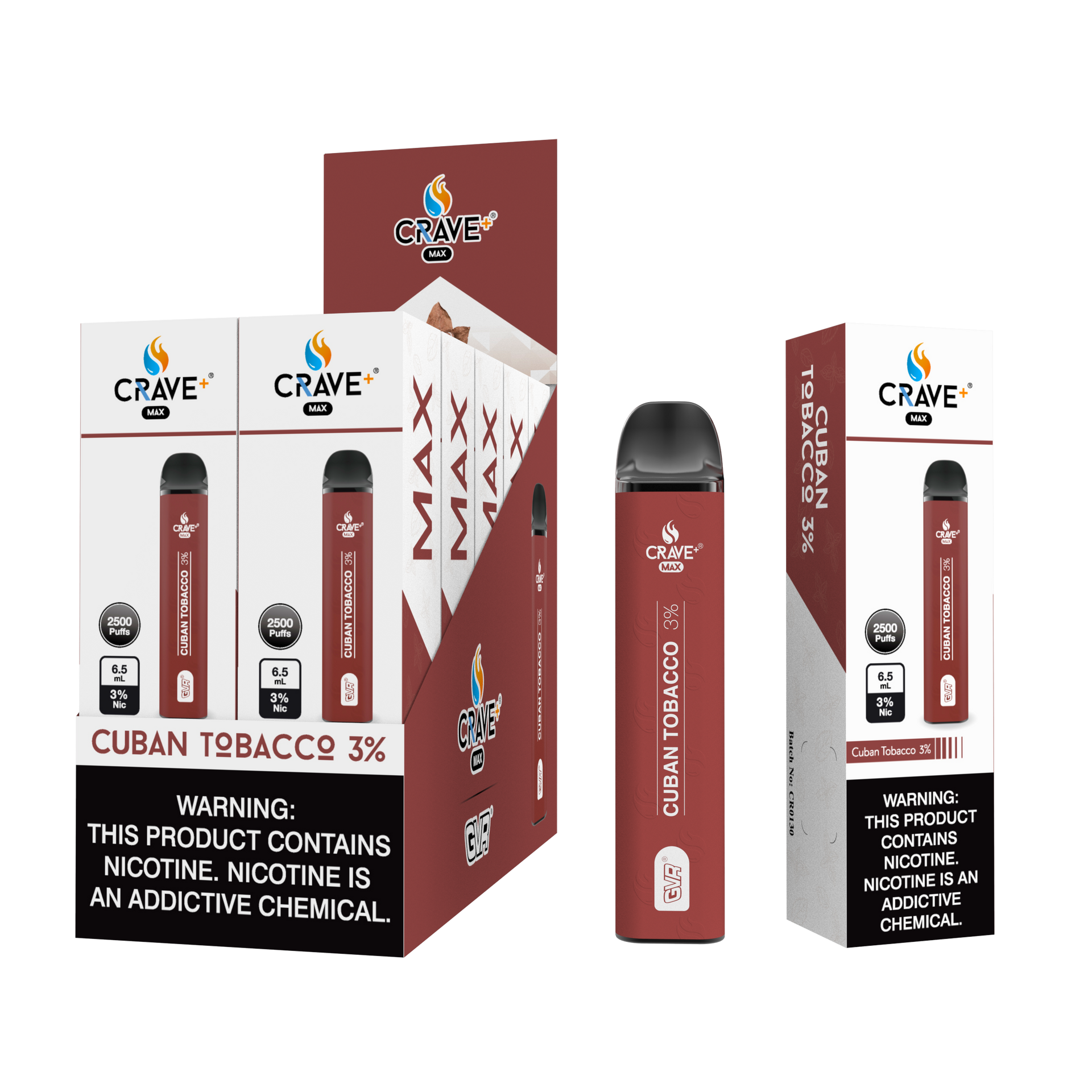 Crave Max 2500 Cuban Tobacco 3%