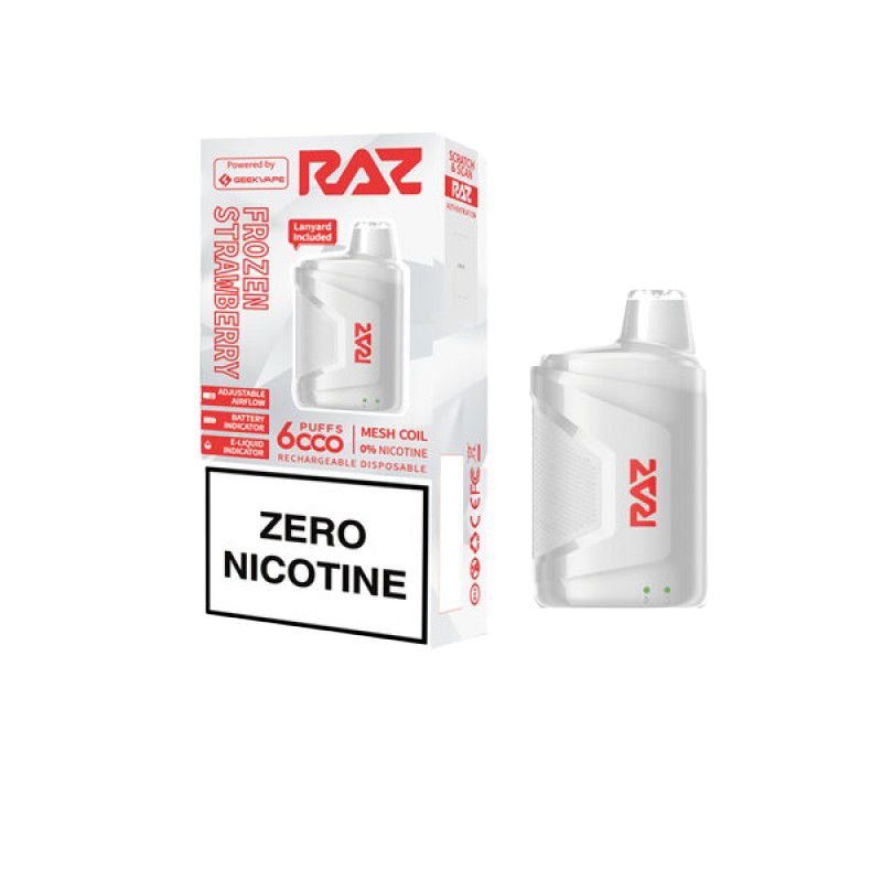 Raz CA6000 No Nicotine Disposable Vape - Frozen Strawberry
