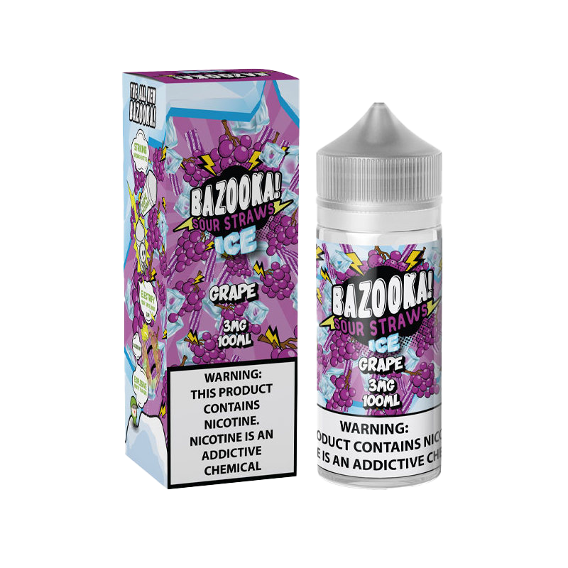 Bazooka Sour Straws E-Liquid Vape Juice 100 ML - Grape Ice