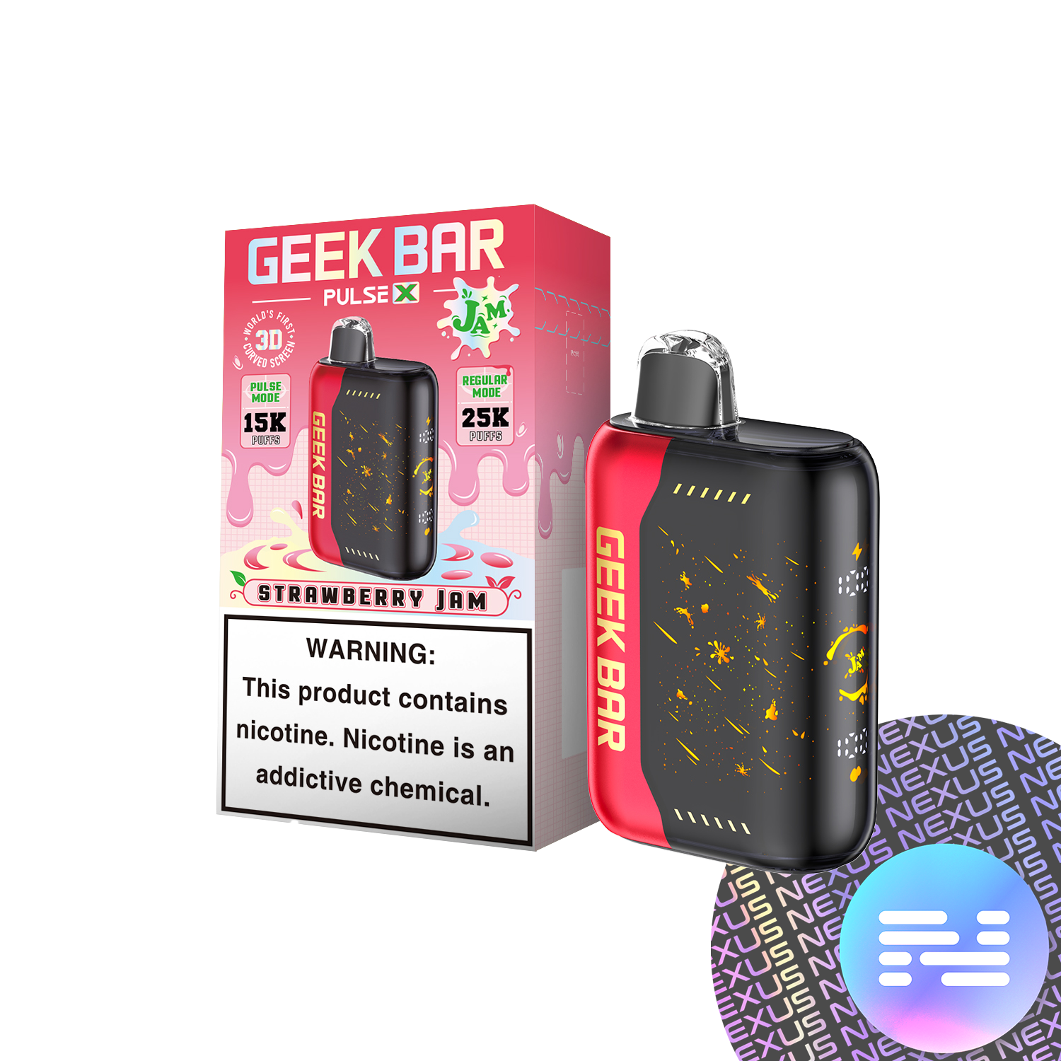 Strawberry JAM Geek Bar Pulse X 25K JAM Edition Disposable Vape